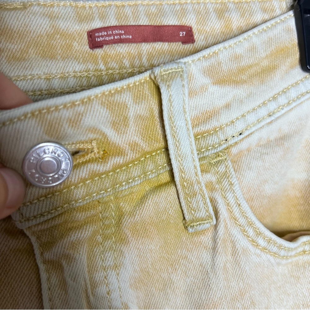 PILCRO ANTHROPOLOGIE Women's The Slim‎ Boyfriend Jeans Yellow Acid Wash E4 - Picture 7 of 9